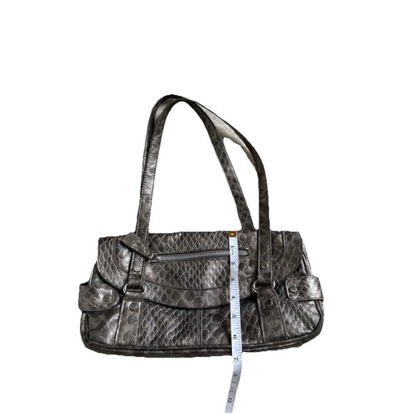 Y2K Grey Snakeskin Shoulder Bag with Silver Hardware Purse - Picture 4 of 8